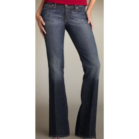 AG Adriano Goldschmied Size 29 R The Club Flare Blue Dark Wash Jeans Bootcut - Picture 1 of 7